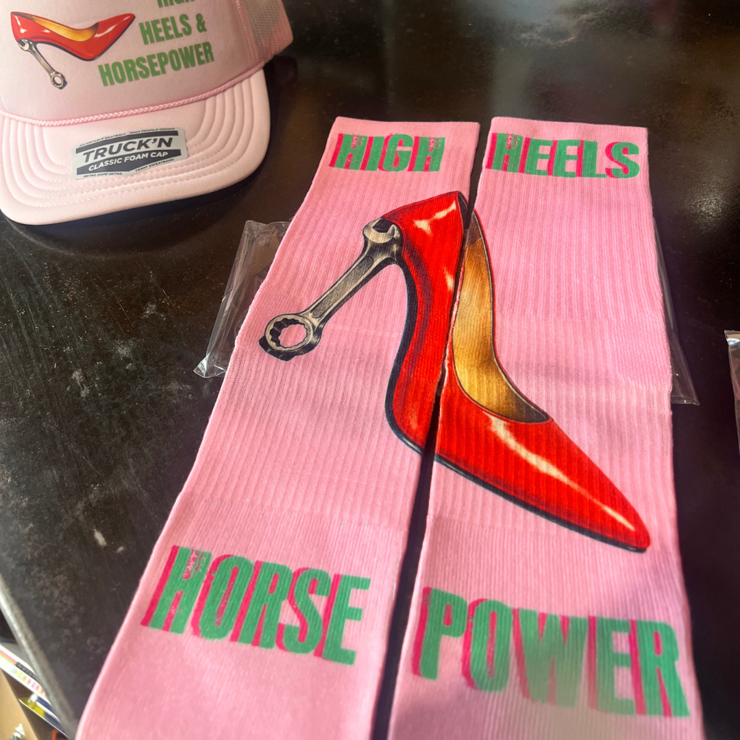 High Heels & Horsepower Custom Crew Socks